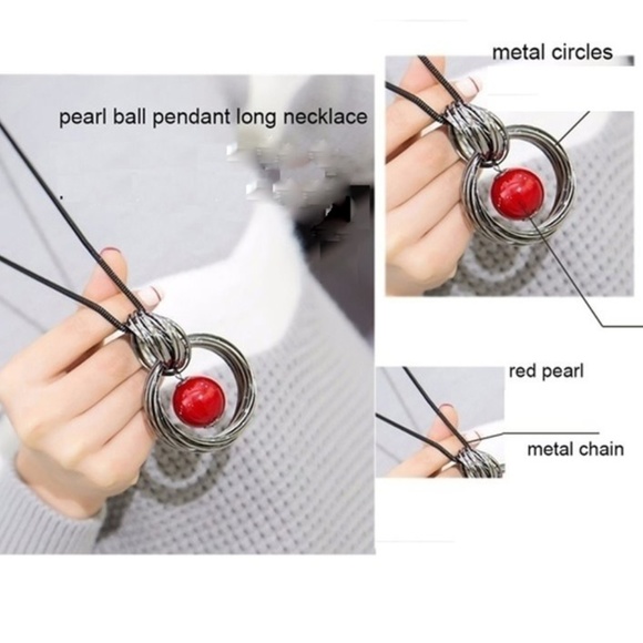 Handmade Red Ball Pendant Long Necklaces - Picture 4 of 8